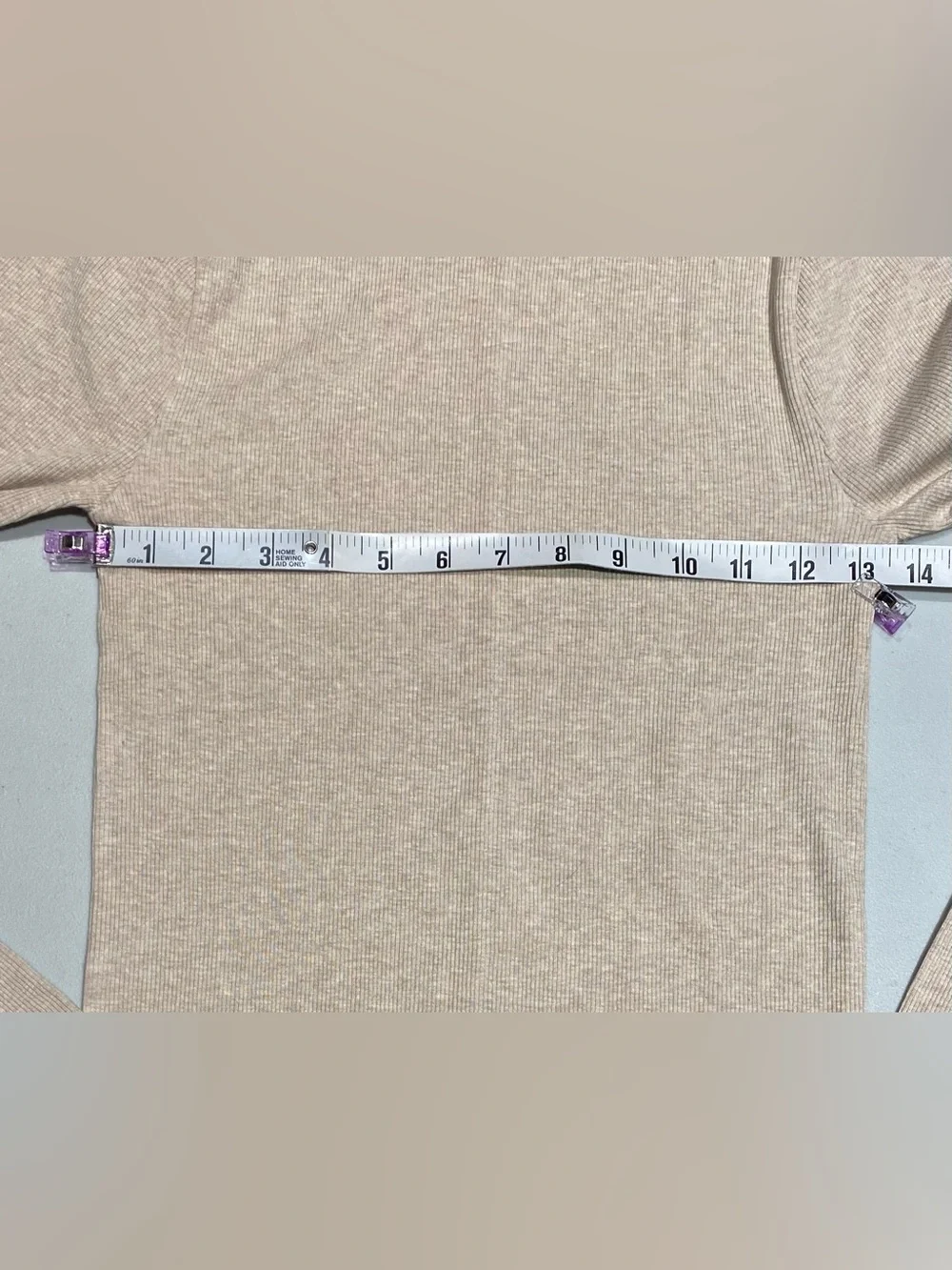 J. Crew Heather Oatmeal Long Sleeve Crew Neck Top Back Seam, Size S